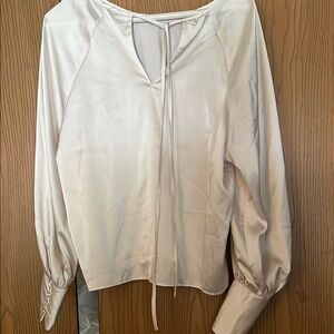 Banana Republic Cream Blouse with Tie Front and Long Sleeves